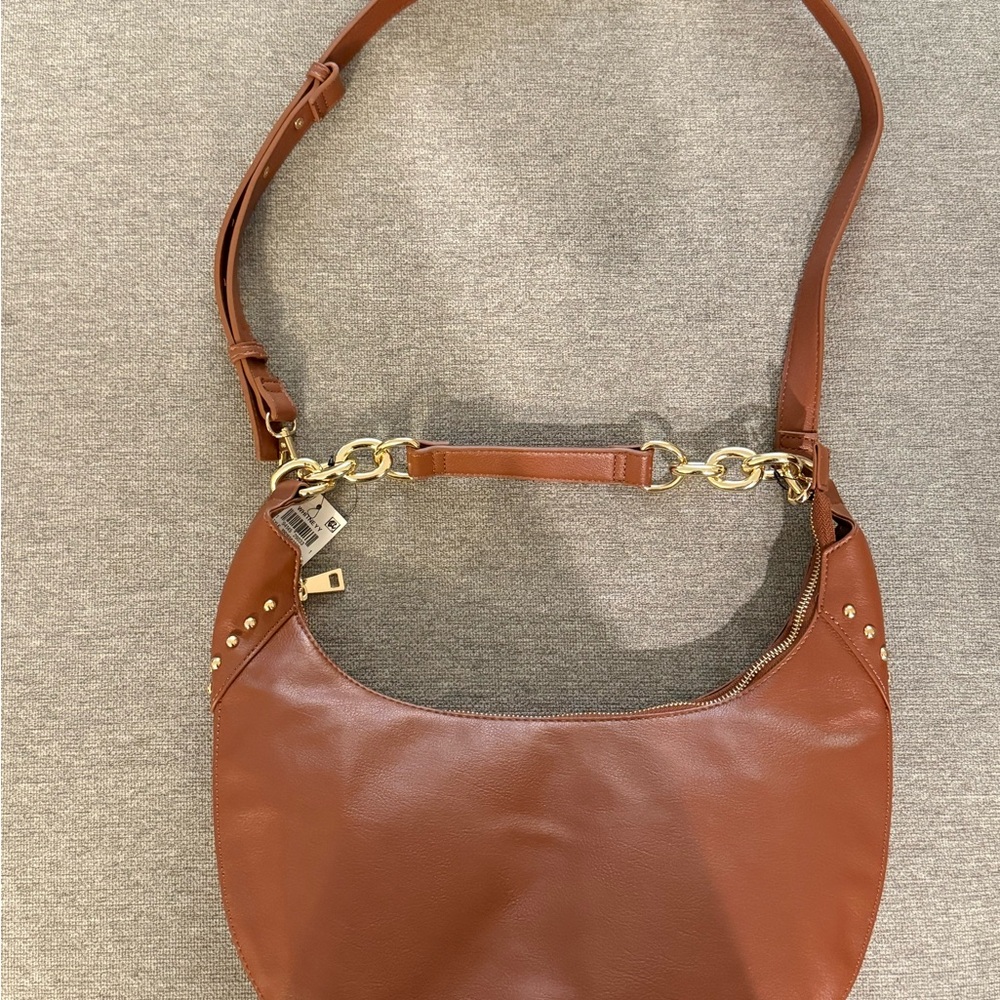 INC International Concepts Tan Hobo Bag with Gold Accents